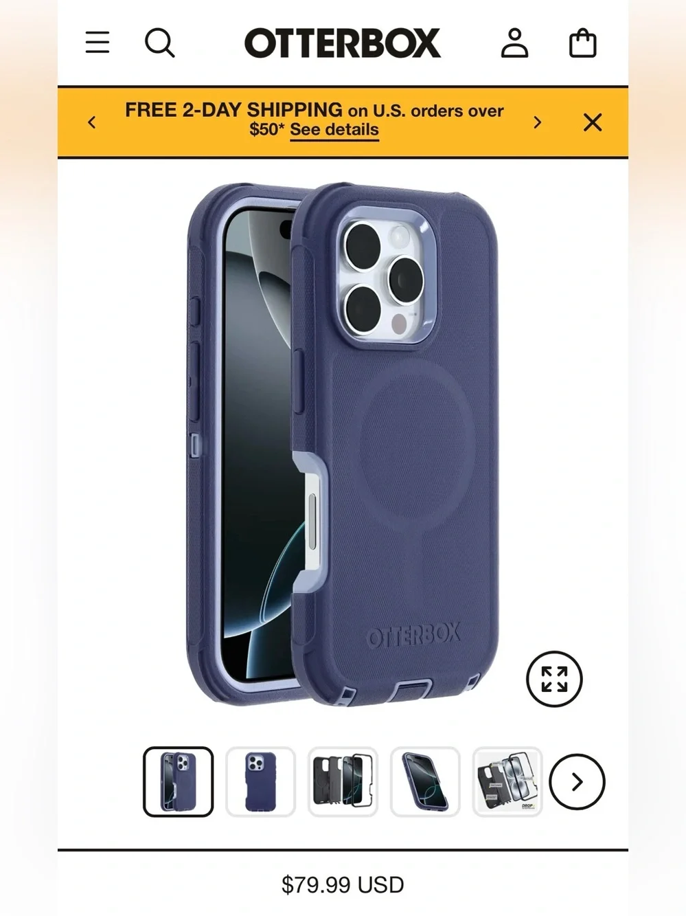 iPhone 16 Pro OtterBox Defender phone case - Denver Dusk Purple